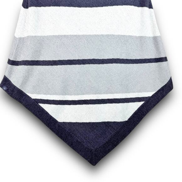 NEW Barefoot Dreams CozyChic Ultra Lite Gray Stripe Ocean Breeze Poncho One Size - Picture 3 of 9